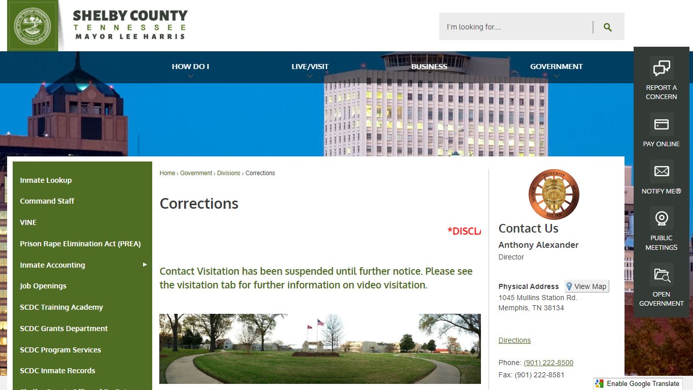 Corrections | Shelby County, TN - Official Website
